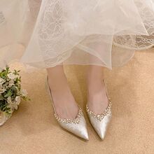 白枕鹤不累脚新中式婚鞋女款2025新款喜婆婆旗袍高跟鞋新娘敬酒鞋