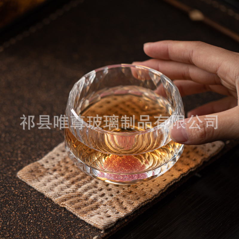 창의적인 내열 유리 마스터 컵, 간단한 두꺼운 투명 찻잔, 금박 찻그릇, 대형 찻잔, 고급 싱글 컵