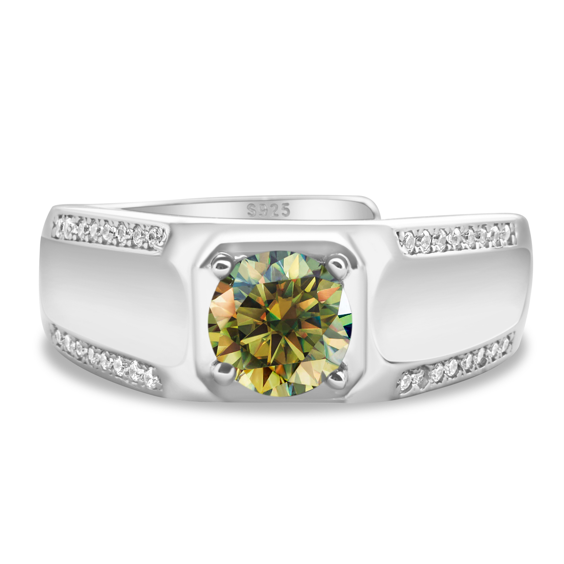 925 plata esterlina gran anillo de hombre de piedra moissan anillo masculino chapado pt950 oro atmósfera para enviar al por mayor fábrica de novio spot