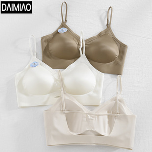 Spring New Ice Silk Satin Non-marking Underwear Women's Bra Small Chest Gathering Not Empty Cup Inner Hollow Beauty Back Wrapping Chest