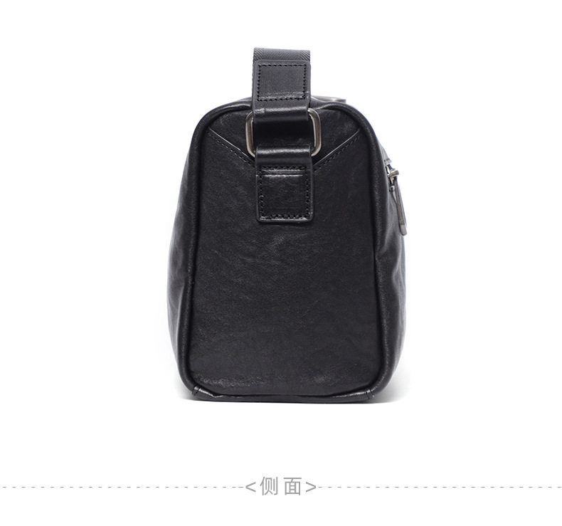 Túi đeo chéo nam da bò thuộc mềm dạng gối 29×11×17 cm — Màu đen chi tiết 14