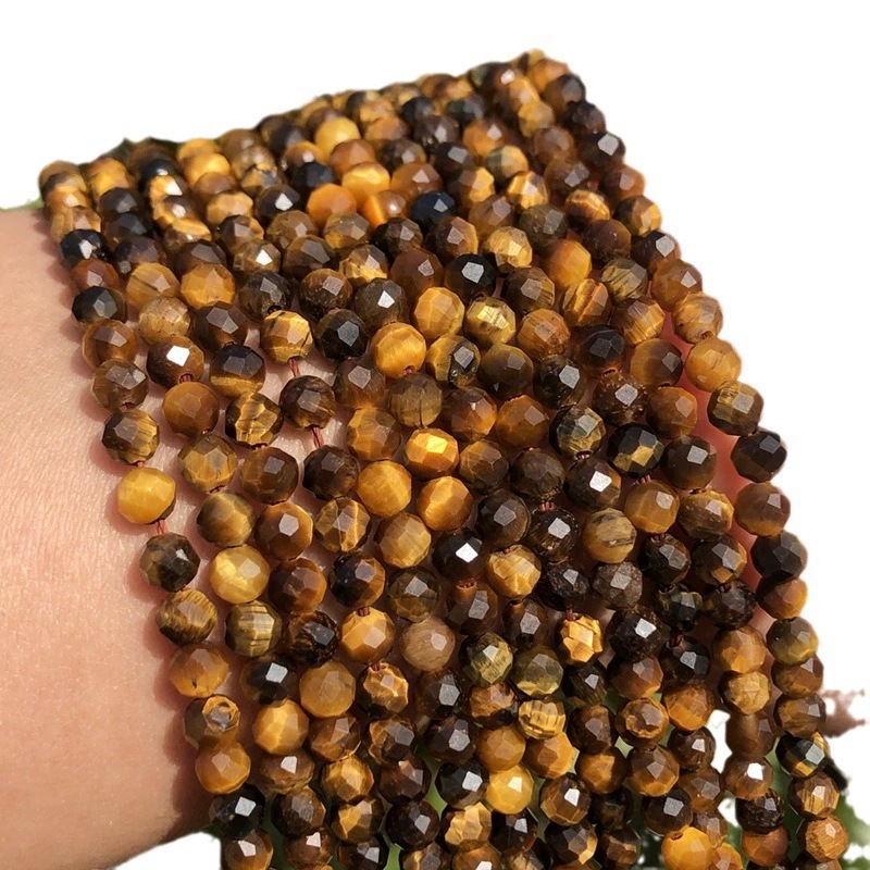 Geometric Pattern 1 Strand Diameter 3mm Diameter 4mm Natural Stone Agate Tiger Eye Geometric Jewelry Accessories Beads
