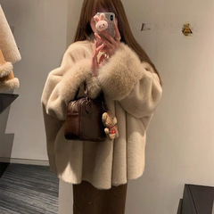 2025秋冬新款仿貂毛皮草保暖淑女外套女名媛风宽松版时尚大衣