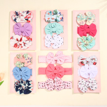 新款儿童女宝宝头带三条装欧美女童婴儿发饰品棉布蝴蝶结发带套装