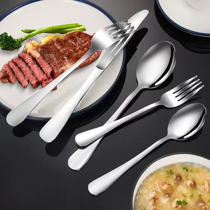 不锈钢刀叉勺餐具加厚尖勺汤匙调羹家用酒店西餐厅甜品勺牛排刀叉