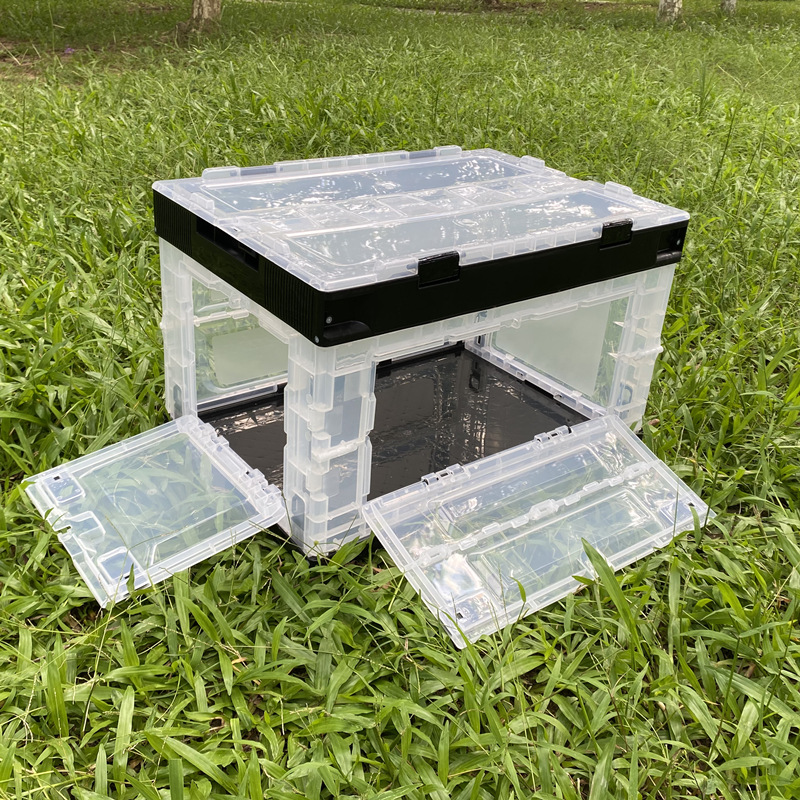 倉庫ソースプラスチック折りたたみ収納ボックス回転ボックス大型ドア付き車載収納ボックス整理ボックスプラスチック透明