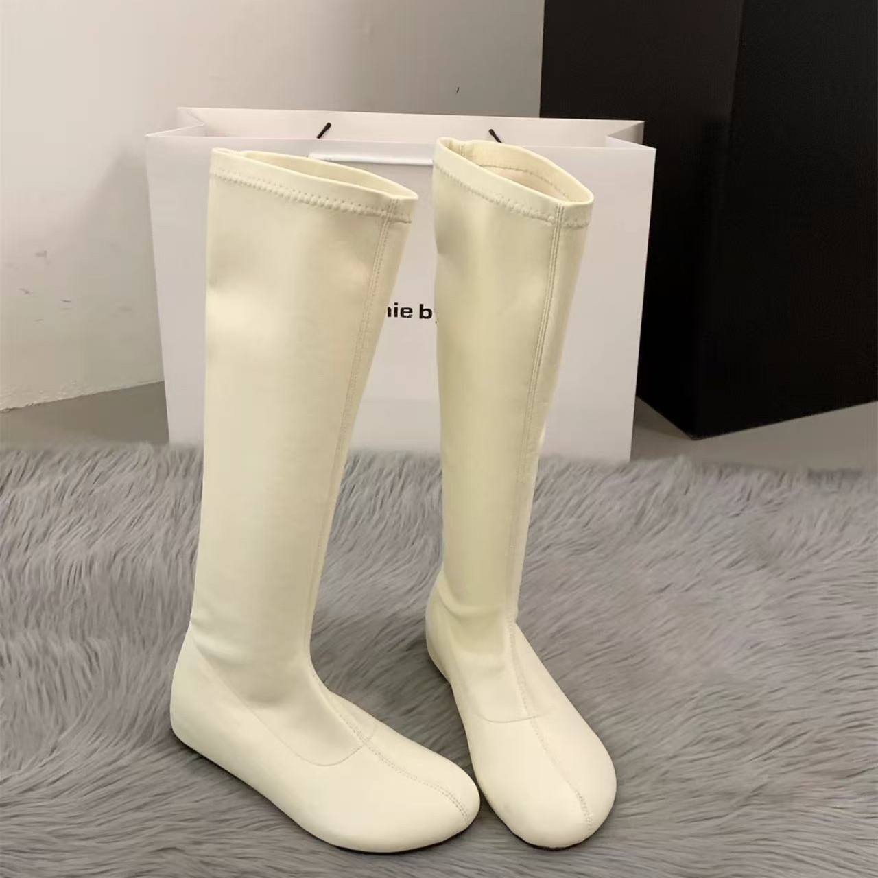 Mk888-2 white single-layer over-the-knee socks / 35