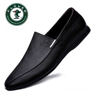 PLOVER Men's Shoes Lightweight Soft Bottom Soft Leather All-Match Genuine Leather Shoes Men's Fashionable British Driving Men's Casual Leather Shoes