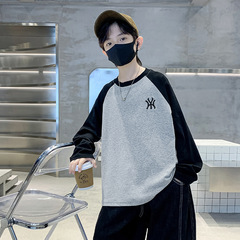 男童春裝長袖T恤潮牌2024春秋季冬新款兒童男孩打底衫帥氣內搭潮