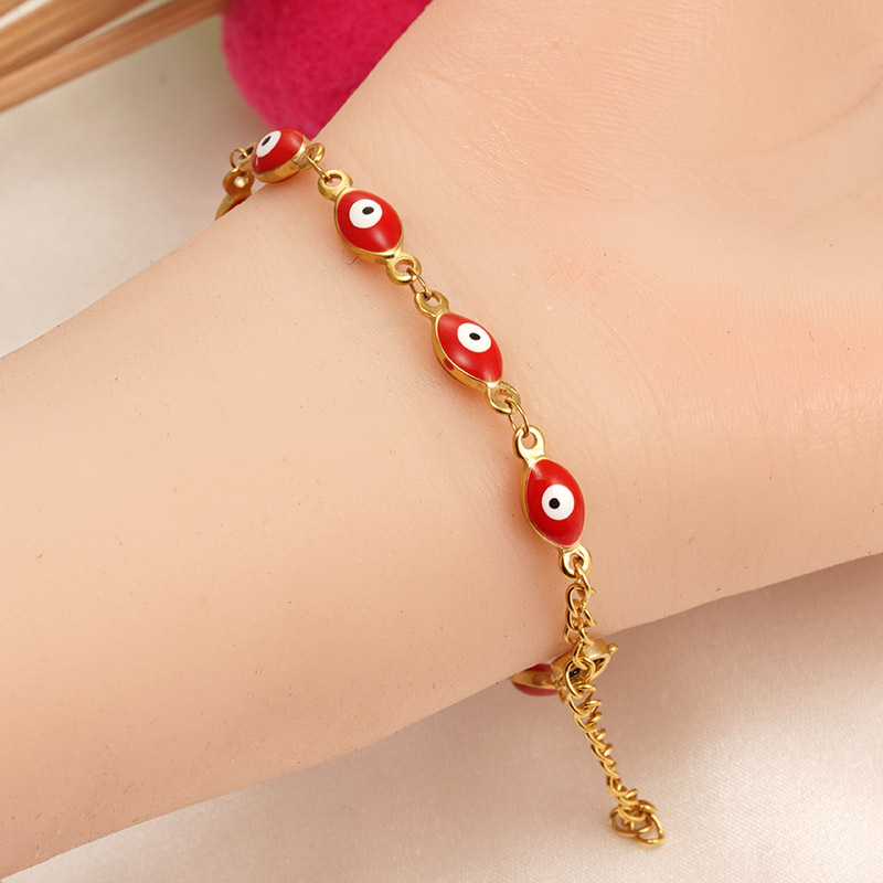 Ethnic Style Devilu0027S Eye Stainless Steel Enamel Bracelets