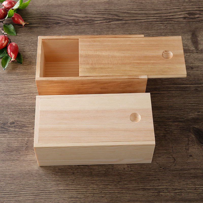 木质包装盒抽拉首饰茶叶收纳盒实木长方形复古简约储物盒BSCI认证