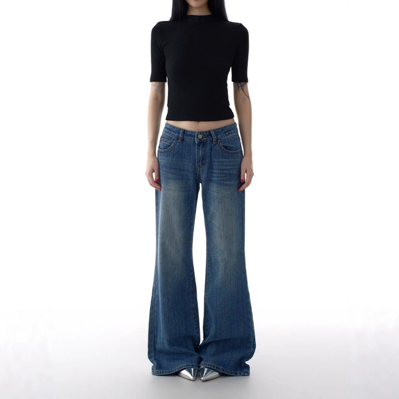 Plus-Size Flared Sexy Low-Waist Jeans for Women, 2026 Summer New Style, Bamboo Texture Straight-Leg Slimming Commuter Pants