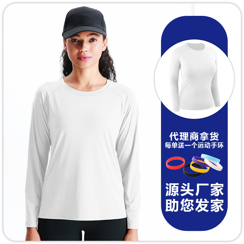Camiseta Deportiva de Manga Larga Ajustada para Mujer de Poliéster Secado Rápido y Transpirable para Correr y Yoga