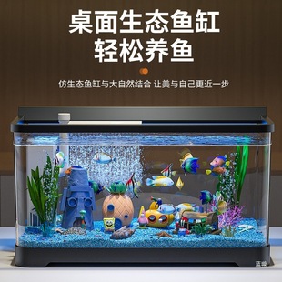 Fish Tank 2024 New Ecological Landscaping Filter Oxygen Generator Small Living Room Desktop with Light Goldfish Tank Home