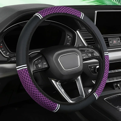 wear-resistant ice silk linen breathable – Steering wheel cover - purple-38cm