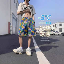 美式复古花短裤男款夏季夏威夷沙滩裤潮牌宽松休闲运动高街五分裤