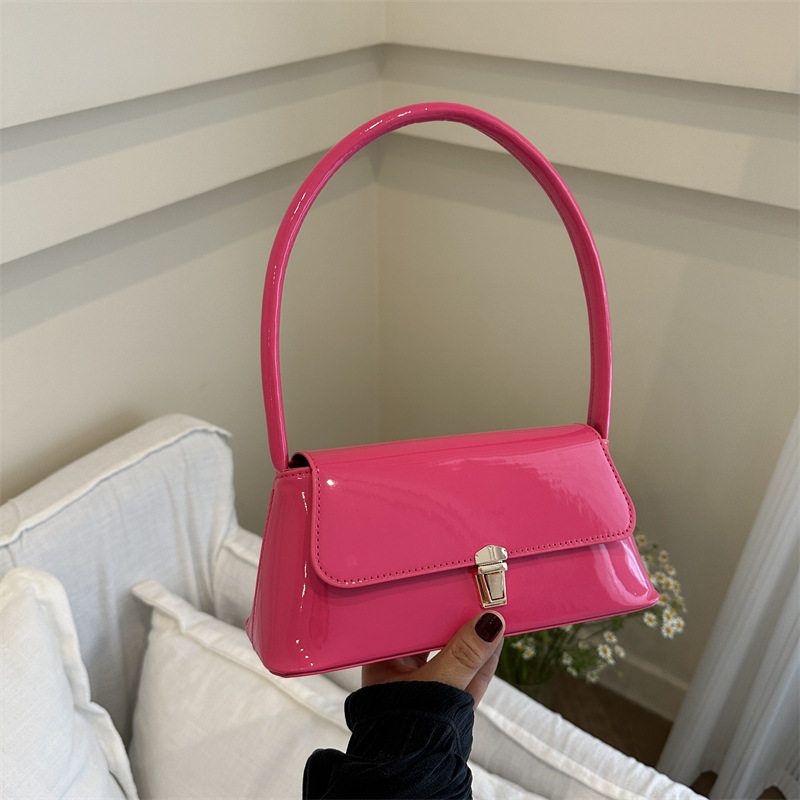 Temperamento simple bolso de hombro de bloqueo de color sólido para mujeres 2024 primavera y verano nuevo nicho de alta calidad bolso de brazo bolso de mujer