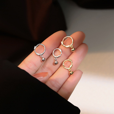 Small round beaded hoop earrings, ear cuffs, studs, women's earrings that don't need to be removed while sleeping, Japanese style mini ear cartilage hoops, super small ear cartilage stud earrings