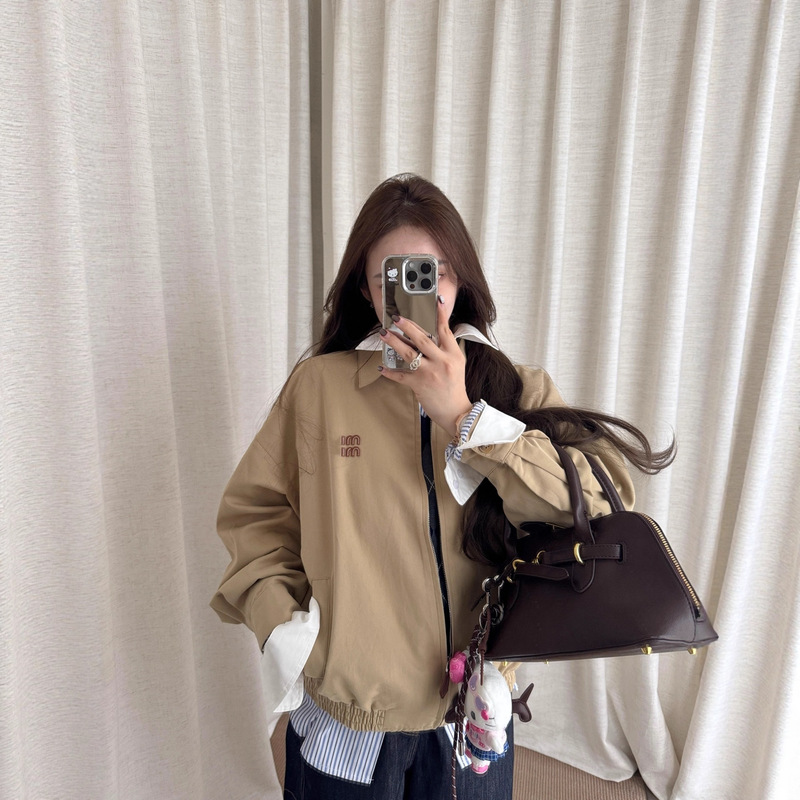Correct Version of the Original Label Spot Mu Pure Color Lapel Zipper Logo Long-Sleeved Jacket Casual Men and Women Same Style Correct Version of the Original Label Spot Mu Pure Color Lapel Zipper Logo Long-Sleeved Jacket Casual Men and Women Same Style
