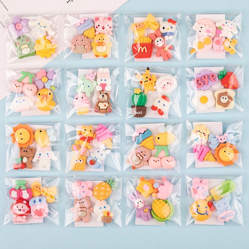 3D tridimensional taza de agua pegatinas serie de dibujos animados al azar mixta ventosa parche resina accesorios DIY caja del teléfono Decoración