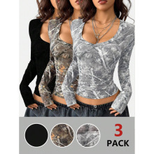Z 15507 Cotton U-neck slim women's T-shirt ���� U ������Ů T