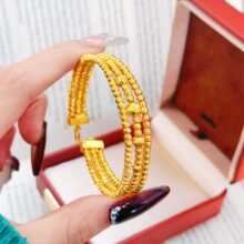 沙金饰品爆款三线蹦迪珠碎金几两手镯时尚轻奢仿真金转运珠半镯链