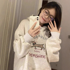2025新款秋冬季oversize连帽卫衣女薄款宽松慵懒风春秋连帽衫外套