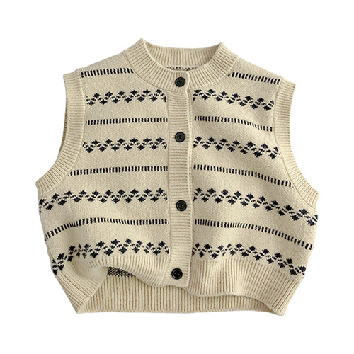 Hanli and Korean style~high-definition jacquard~spring and autumn children's sweaters, knitted vests, fashionable men's and women's trendy treasures, versatile waistcoats