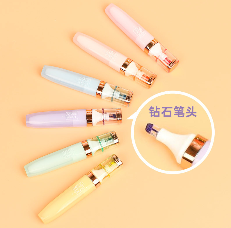 H217D diamante cabeza highlighter traje de nylon duro cabeza highlighter pluma mano cuenta pluma DIY creativo regalo creativo