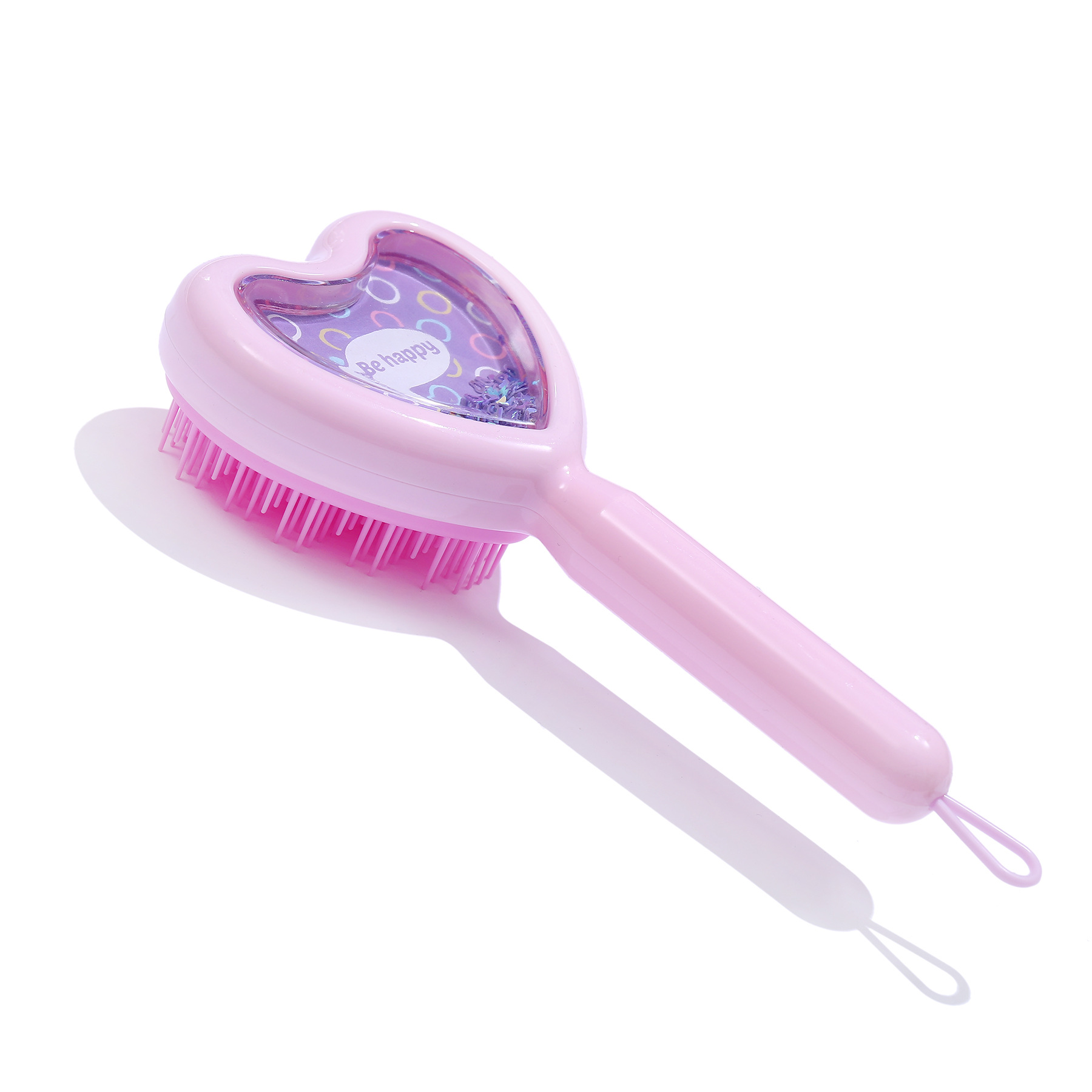 Venta al por mayor transfronteriza en stock nuevo creativo en forma de corazón transparente peine amor brillo lentejuelas dientes largos y cortos portátil viaje peine