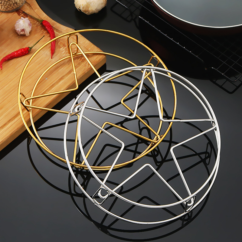 Estante de olla de acero inoxidable hogar multifuncional estrella de cinco puntas estante de vapor estante de olla herramientas de cocina almohadilla de aislamiento térmico estante de almacenamiento al por mayor