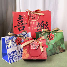 中秋节礼品袋散装月饼包装袋盒装月饼手提袋配丝带纸袋送礼礼物袋