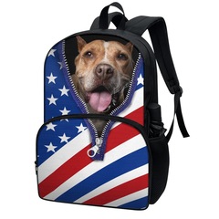 一件代發美國圖案印花一件起訂亞馬遜熱賣雙層17寸學生書包