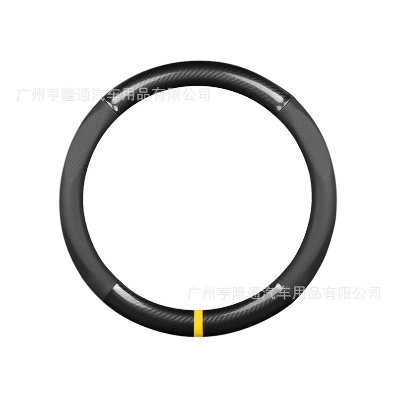 跨境汽车真皮方向盘套碳纤维D型防滑四季通用手把套汽车用品批发|undefined