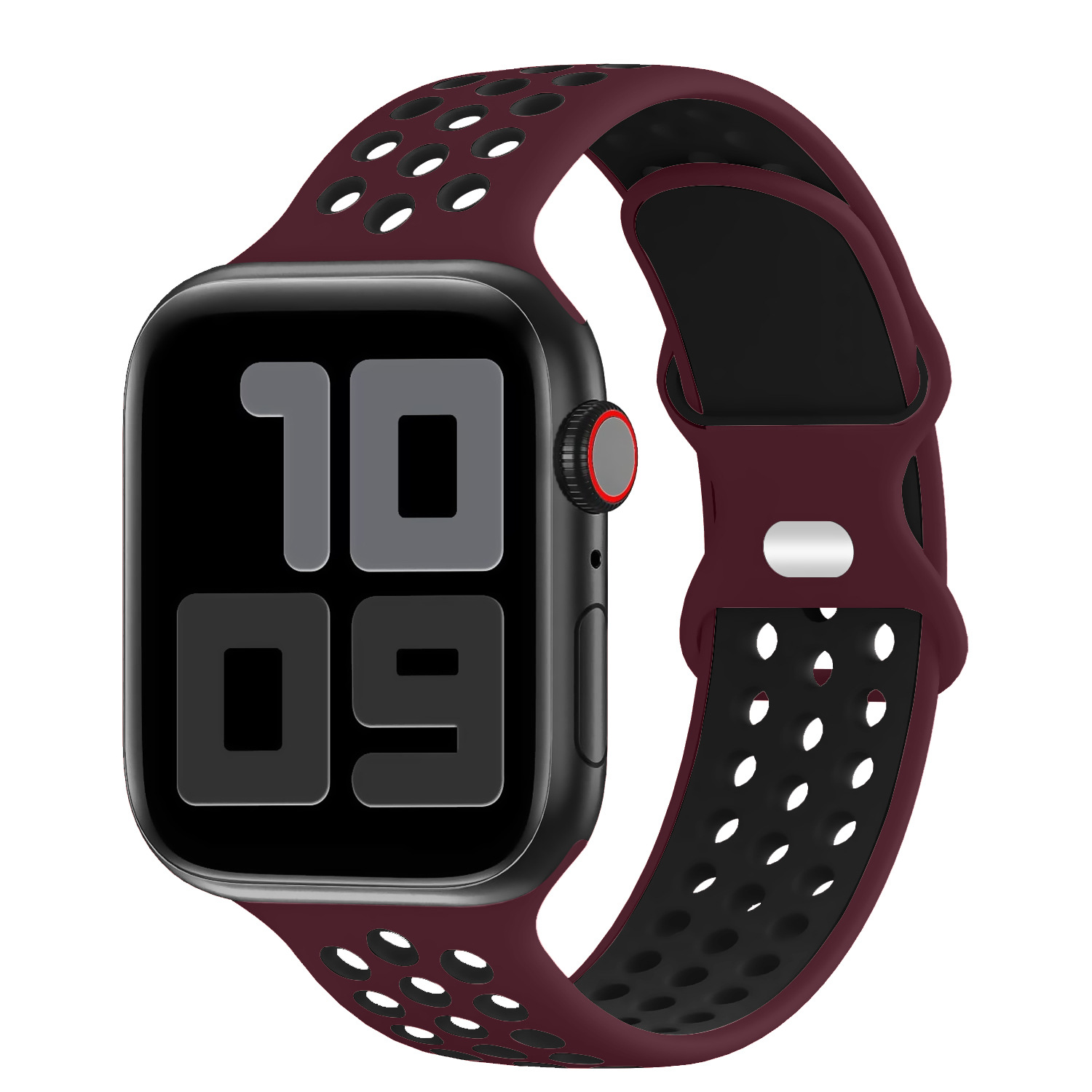 Correa de silicona de dos tonos para Apple Watch S9, estilo Nike con hebilla en forma de ocho.