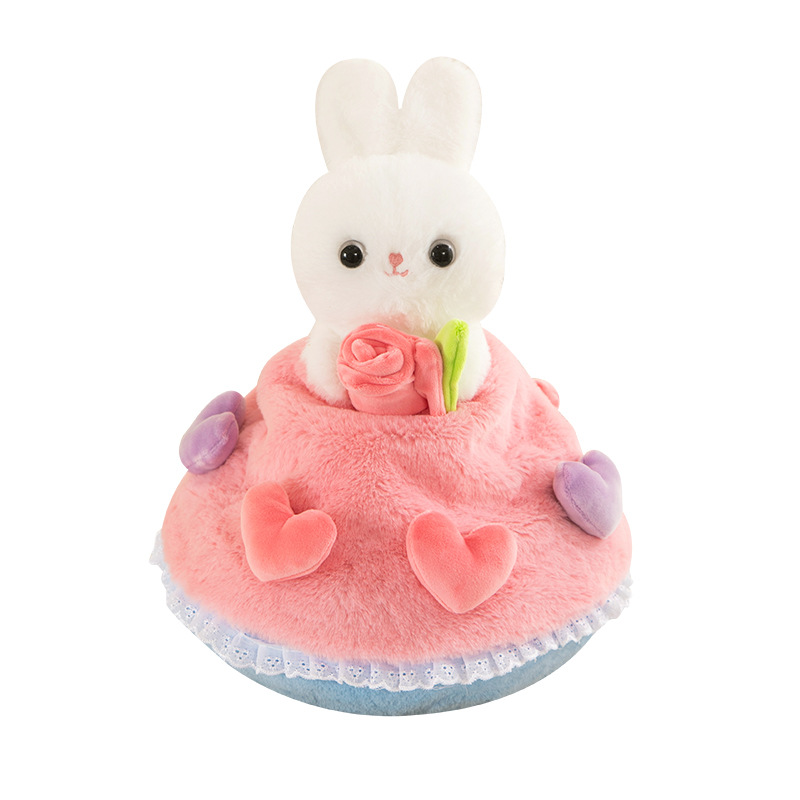 Lindo conejito de peluche juguete princesa conejo transformación ramo conejo blanco muñeca regalo cumpleaños para las niñas
