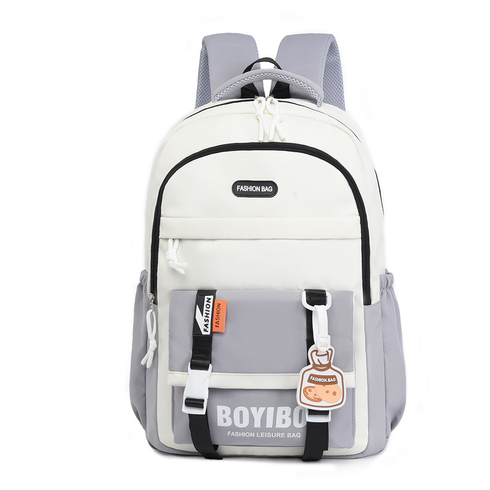 Nueva tendencia de la moda color de contraste mochila de gran capacidad impermeable para estudiantes universitarios de secundaria y preparatoria mochila de viaje ligera al por mayor
