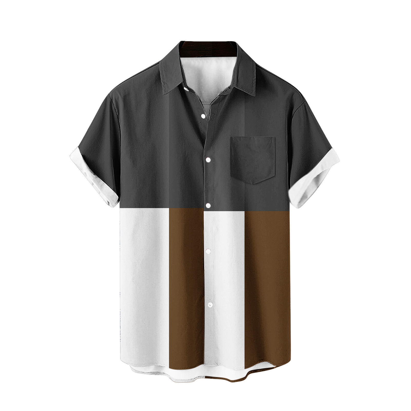 2024 comercio exterior europeo y americano transfronterizo exclusivamente para camisas de manga corta para hombres color de costura impresión digital 3D blusa casual