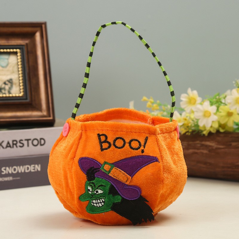 Bolsa de Dulces de Calabaza de Halloween de Tela Portátil para Niños