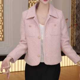 一件代发直播爆款2025秋季新款时尚小香风简约休闲女装小西装外套