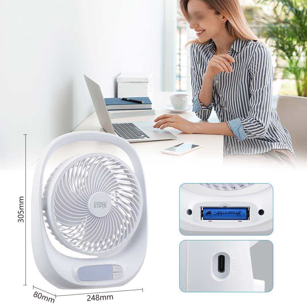 La marca Winning star es exclusivamente para comercio exterior, pequeño ventilador eléctrico con interfaz USB TYPE-C portátil de 7 pulgadas