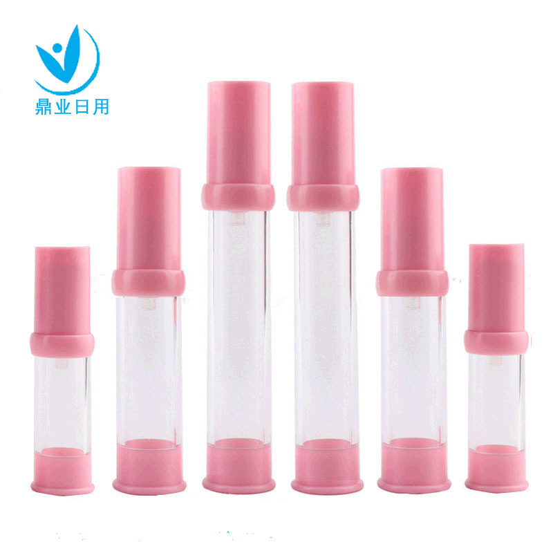 现货按压式真空瓶 15ml20ml30ml粉色喷雾瓶 pp注塑乳液瓶