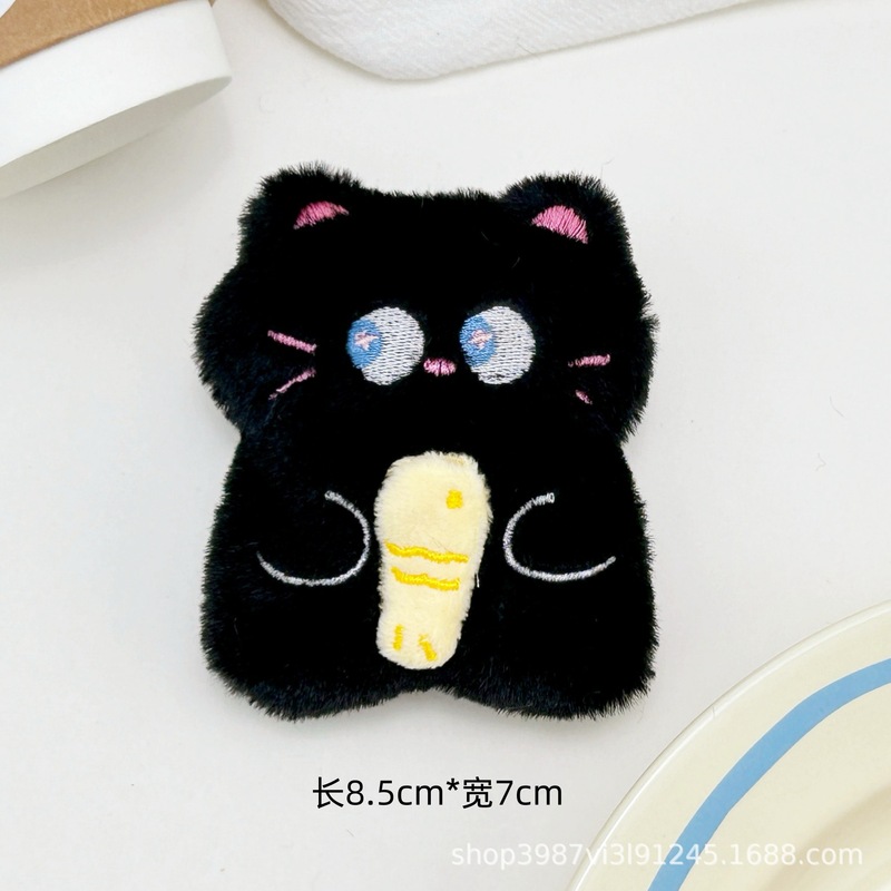 クリエイティブでパーソナライズされたぬいぐるみ子猫ブローチアクセサリー超かわいい小さな黒いブリケット手作り diy ヘアアクセサリーバッグペンダントアクセサリー|undefined