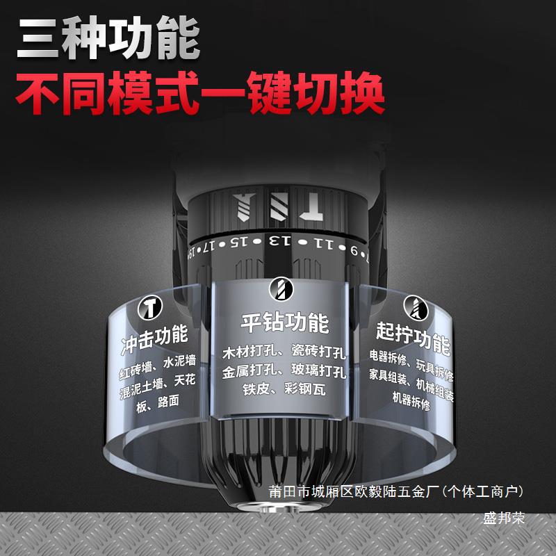 리튬 이온 전기 핸드 드릴 브러시리스 충전식 전기 스크루 드라이버 충격 드릴 드릴링 공장 전기 드릴 가정용