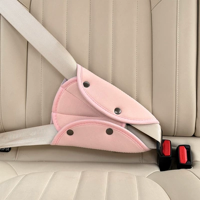 Manufacturer-customized car seatbelt shoulder pads for children, anti-neck-strangling seatbelt shoulder pads, car interior accessories (Seat belt shoulder pad) - ice-silk-triangular-shoulder-pad-in-pink