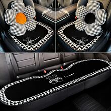 汽车坐垫冬季加绒座套保暖加厚毛绒加热座垫四季通用卡通可爱车垫