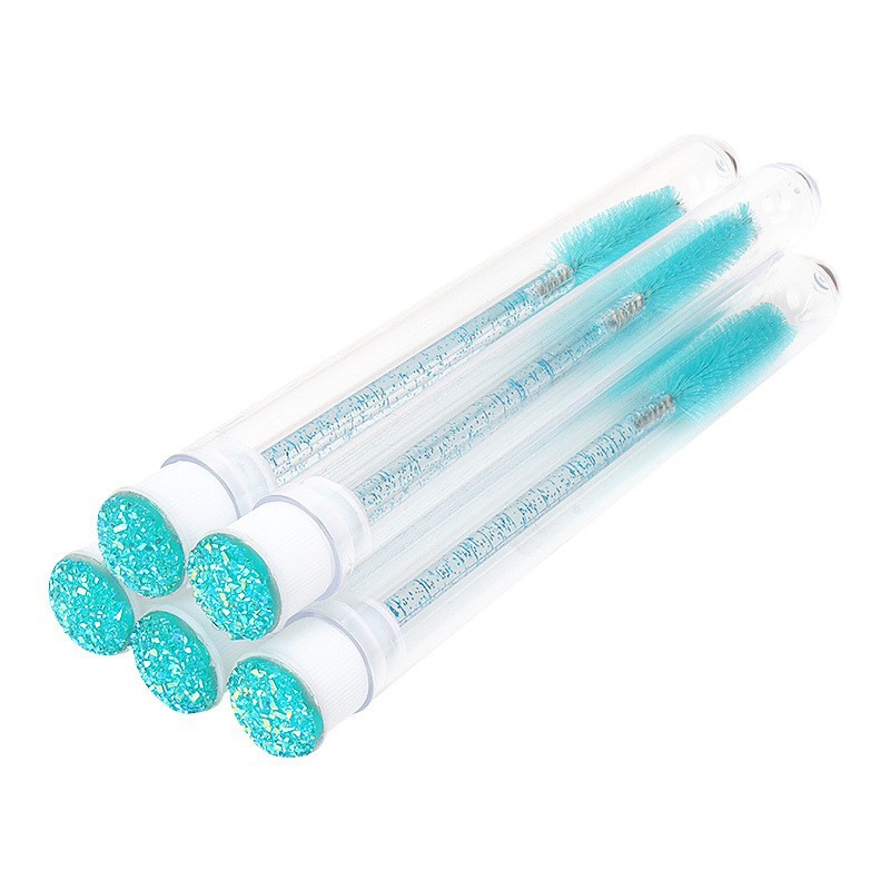 Cepillo para pestañas con tubo perforado, cepillo para pestañas desechable con varilla de cristal, peine para cejas, cepillo para pestañas portátil para maquillaje