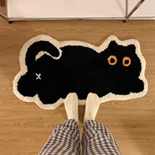 卡通可爱动物植绒地毯衣帽间防滑手工地毯家用床边耐磨簇绒地毯