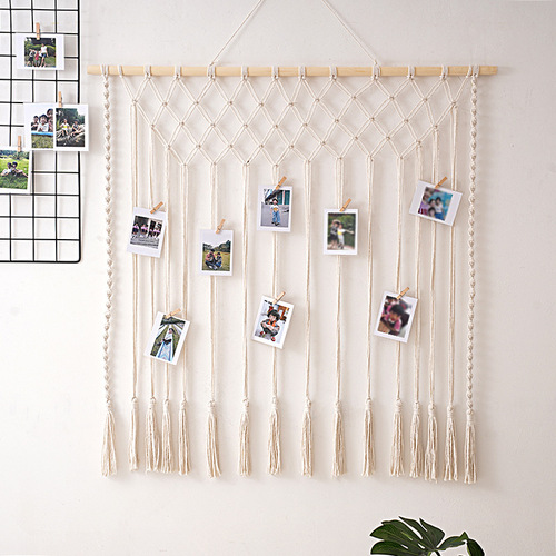 Nordic style hand-woven tapestry photo hanging wall tassel hanging cross-border living room bedroom decoration