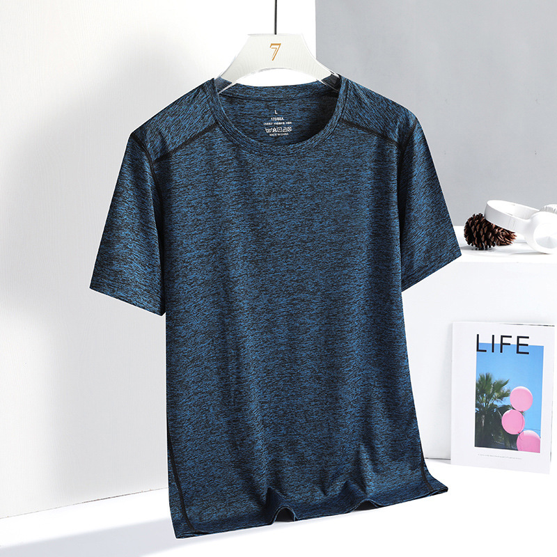 Camiseta de manga corta de seda helada de talla extra grande para hombre, estilo casual moderno, de ajuste holgado, de secado rápido, versátil, sin necesidad de planchado.